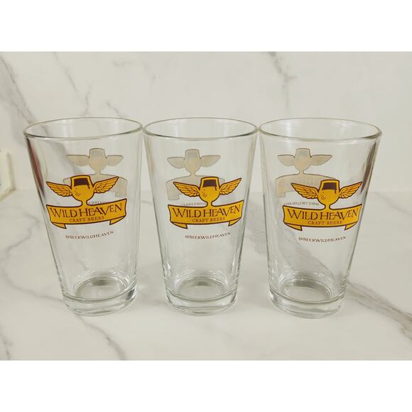 Wild Heaven Craft Beers Pint Beer Clear Glass 16oz Drinkware 5 3/4" Brewery x3 - Picture 6 of 13
